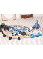Wooden Space Rail Track Set Kids Toys Wood Puzzle Austronaut Rail Transit Electric Train Track For Space Shuttle Children Toy
