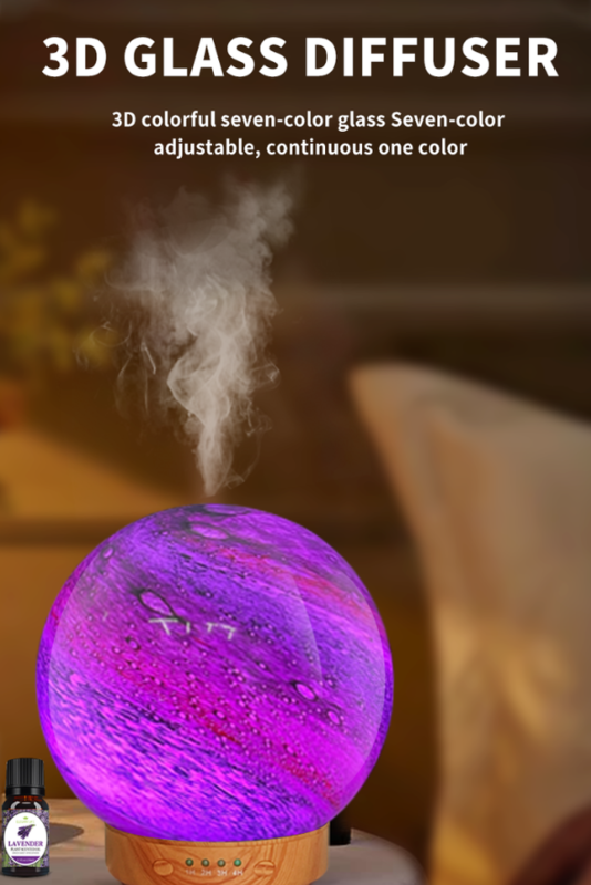 7-Color LED Aroma Diffuser: Enhance Your Space with Soothing Aromas and Ambient Lighting (Brown Base)
