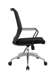Medium Back Mesh Office Executive Chair With Headrest, Height Adjustable Black Frame Chair, Black