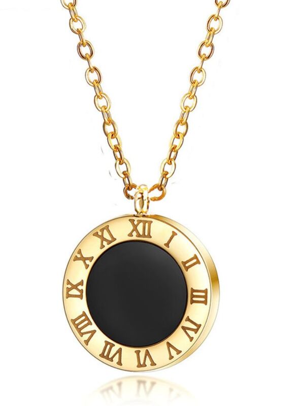 Dual sided Good Luck ith Roman Numerals for Ladies , Spinning Pendant Necklace for Women