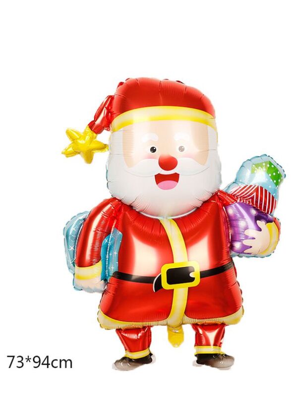 5pcs Christmas Foil Balloons include 2 x Santa Claus, 1 x Reindeer, 1 x Snowman, 1 x Elk Happy Holidays Giant Balloon Decoration Party Supplies