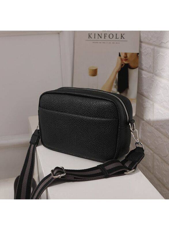 Women's Crossbody Clutch Purses with PU Leather Detachable Strap Square Bag for Commuting Business Travel, Black