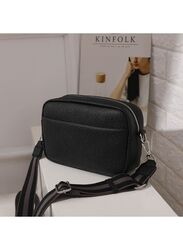 Women's Crossbody Clutch Purses with PU Leather Detachable Strap Square Bag for Commuting Business Travel, Black