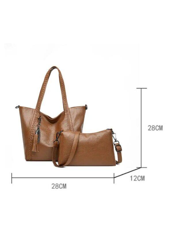 Women Tote Bag PU Leather Shoulder Bags Fashion Bags Large Capacity Handbags with Adjustable Shoulder Strap, Brown