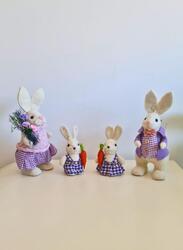 Easter Set of 4 Bunny Family Simulation Cotton String Rabbits Ornament Crafts Decoration for Yard Sign Garden, Living Room, Bedroom