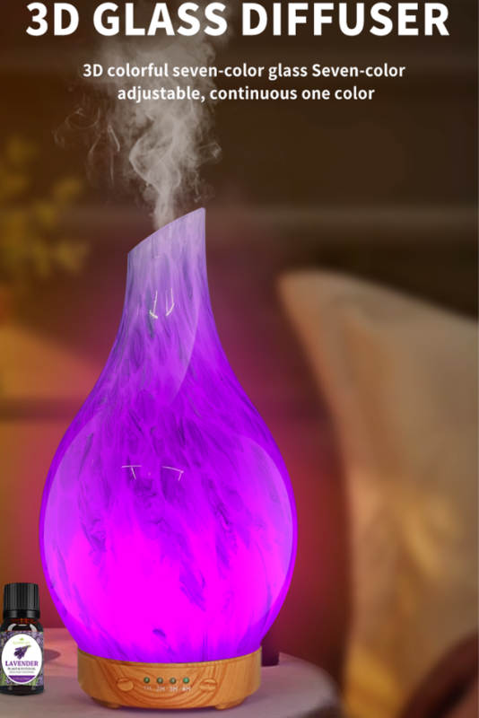 Enchanting 3D Glass Aromatherapy Diffuser: Elevate Your Senses and Surroundings with Tranquil Bliss (Brown Base)