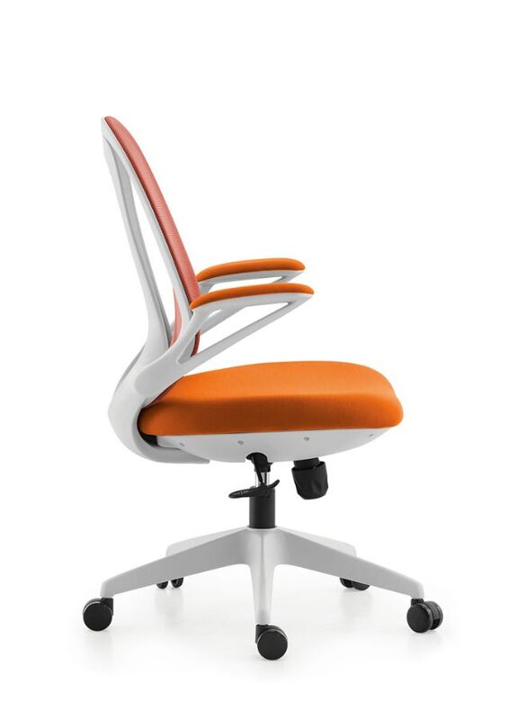 Modern Stylish Middle Back Mesh Office Chair with Elegant Design and White Frame for Office and Home, Orange