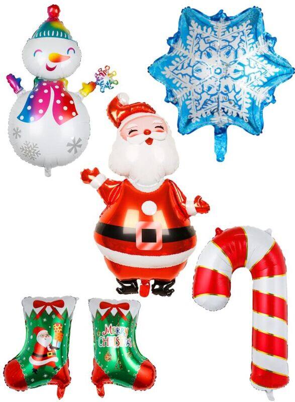 

Generic 5pcs Christmas Foil Balloons include 1 x Santa Claus, 1 x Gift Sock, 1 x Snowman, 1 x Snowflake, 1 x Candy Cane Happy Holidays Giant Balloon Decoratio