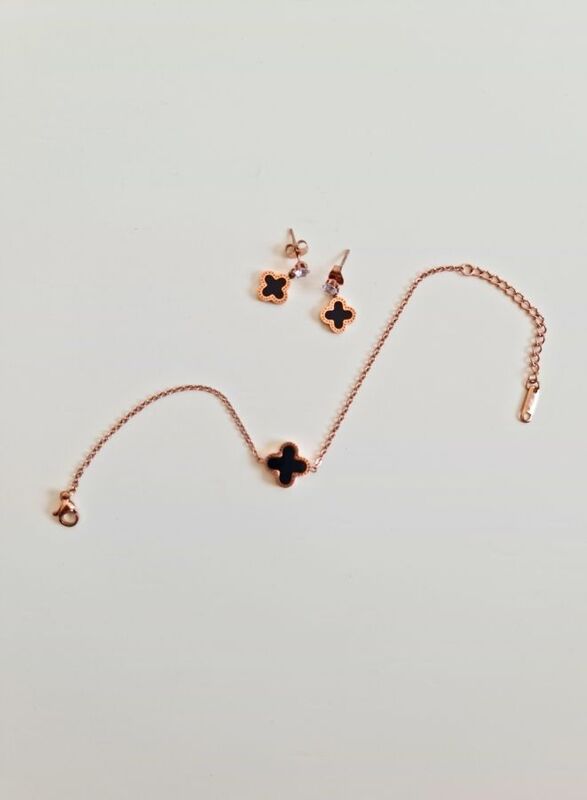 Luxury Jewelry Shell Four Leaf Clover Rose Gold Black Clover Bracelet for Women