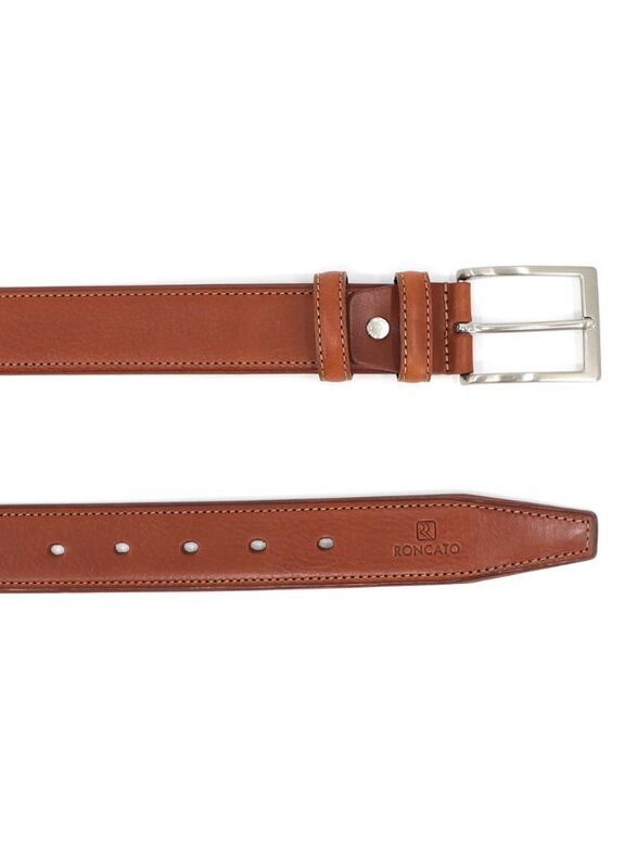 Men's calf leather belt made in Italy. Classic one-seam style. 115 cm Long and 35 mm wide, front calfskin and rear split leather