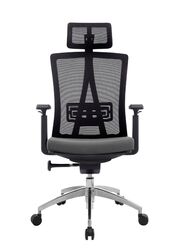 Modern Ergonomic Office Chair with Adjustable Headrest, Armrest and Footrest for Office Executives and Managers, Grey