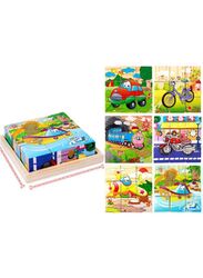 Six-sided 3D Cubes Jigsaw Puzzles With Wooden Tray Toys For Children Kids Educational Toys Funny Games, Transportation