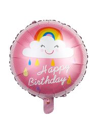 1 pc 18 Inch Birthday Party Balloons Large Size Rainbow Happy Birthday Foil Balloon Adult & Kids Party Theme Decorations for Birthday, Anniversary, Baby Shower, Pink