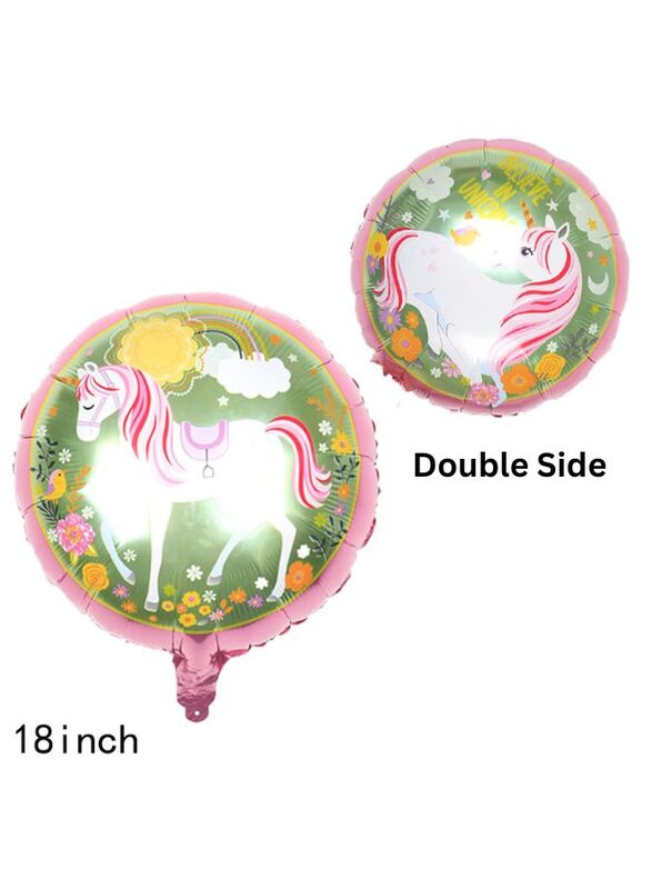 1 pc 18 Inch Birthday Party Balloons Large Size Unicorn Double Sided Foil Balloon Adult & Kids Party Theme Decorations for Birthday, Anniversary, Baby Shower