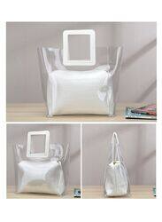 Transparent White Leather Bag for Women - Stay Fashionable While Keeping Your Belongings Organized, White