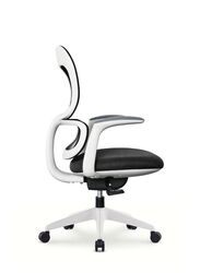 Modern Executive Ergonimic Office Chair with Sliding Seat, Without Headrest, White Frame for Office, Home and Shops, Black