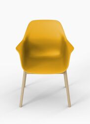 Wood Leg Plastic PP Back Office Chair, Visitor Chair For Office and Home, Yellow