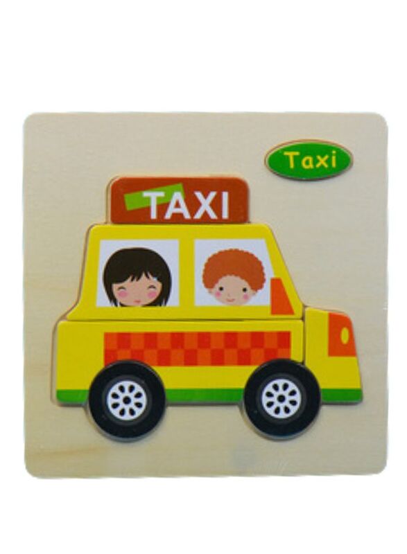 Wooden Puzzles for Kids Boys and Girls Vehicle Set Taxi