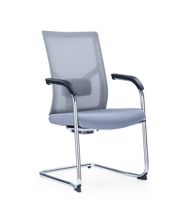 Gray Office Chair  Mesh Conference Chair With Bow-shaped Frame For Home Office