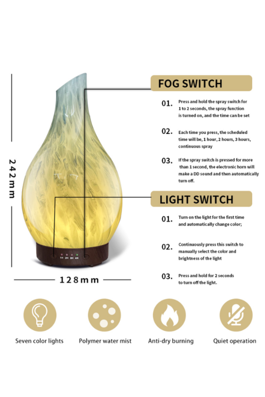 Enchanting 3D Glass Aromatherapy Diffuser: Elevate Your Senses and Surroundings with Tranquil Bliss (Brown Base)