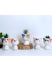 Cute Succulent Mini Cat Planter, Succulent Pots with Drainage Hole Flower Plant Pot Cartoon Ceramic Tiny Pot for Indoor Mini Flower Planters Cactus Container 1 Pc