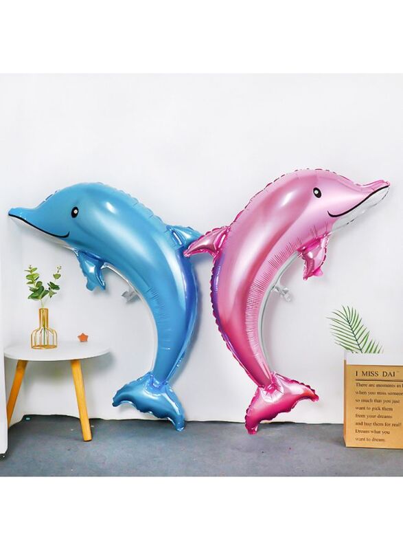 1 pc Birthday Party Balloons Large Size Dolphin Foil Balloon Adult & Kids Party Theme Decorations for Birthday, Anniversary, Baby Shower, Blue