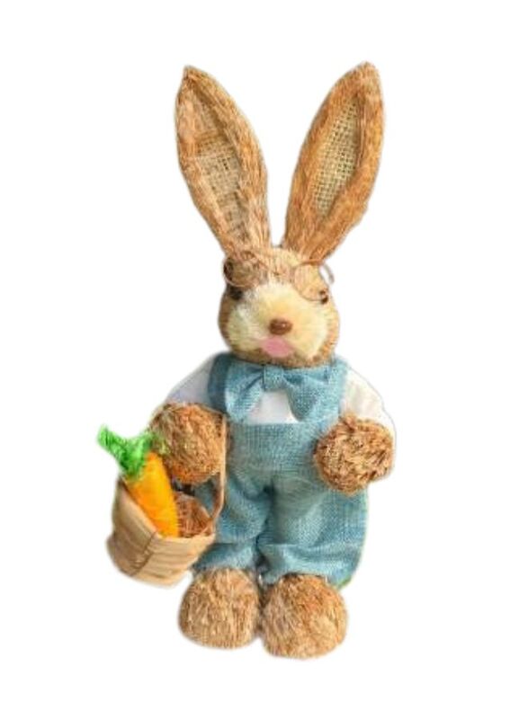 35cm Handmade Straw Rabbit Straw Bunny for Easter Day Artificial Animal Home Furnishing Shop Decoration, Bunny 1