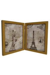 Two-Fold Photo Frame: Versatile Display for Double the Memories (Four Photos)(Natural Wood)