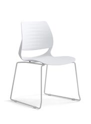 Visitor Chair Upholstered Seat and Back with Steel Legs for Lobby, Office, Schools and Home, White
