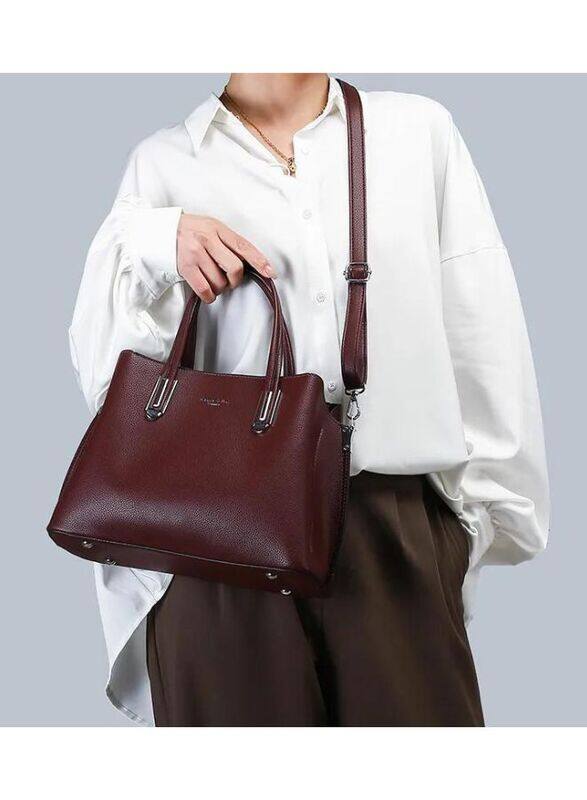 Elegant Shoulder Bags for Women Top-Handle Waterproof PU Leather Shoulder Bags, Burgundy