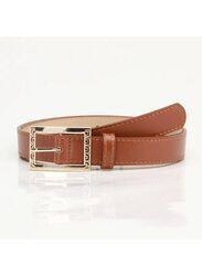 Elegant White Simple and Versatile Leather Belt for Women, Camel - Size 105*2.4cm