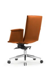Luxury Swivel Brown Leather Computer Furniture Executive Ergonomic Office Chair without Headrest, Orange