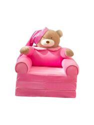 Foldable Toddler Chair Lounger for Kids, Removable and Washable Lazy Sleeping Sofa for Kids, Baby Sofa Bed Foldable Chair, Blue Teddy Bear