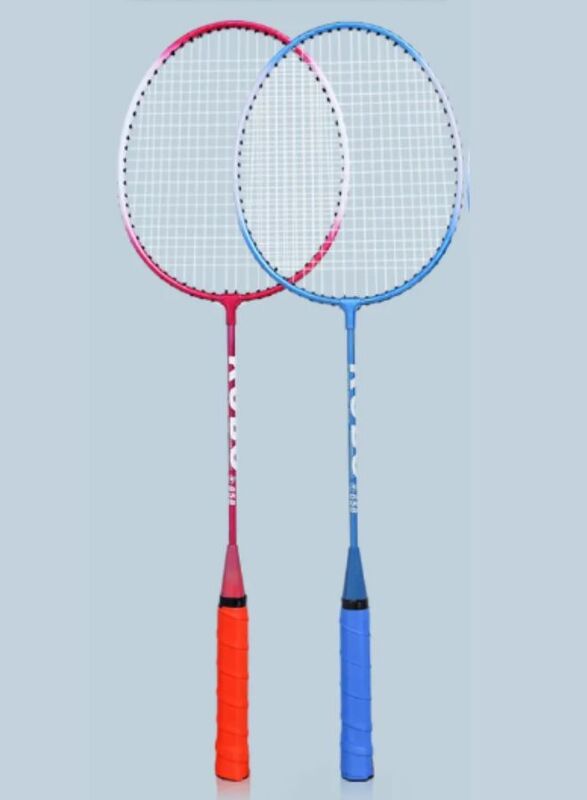 2 pcs Badminton Racket Set for Family Game, School Sports, Lightweight with Full Cover, Beginners Level, Blue