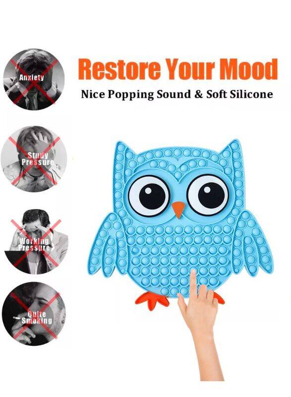 Push Pop Bubble Fidget Toy, Silicone Animal Sensory Squeeze Toy, Stress Relief, Anti-Anxiety, ADHD, Autism, Special Fidget Popper Gift for Kids and Adults, Owl A