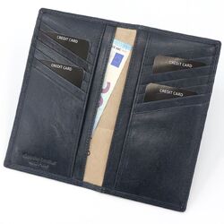 Gai Mattiolo Leather Card/document Holder, Equipped With Spaces for Credit Cards, Documents or Larger Banknotes, Hidden Back Pocket, Blue