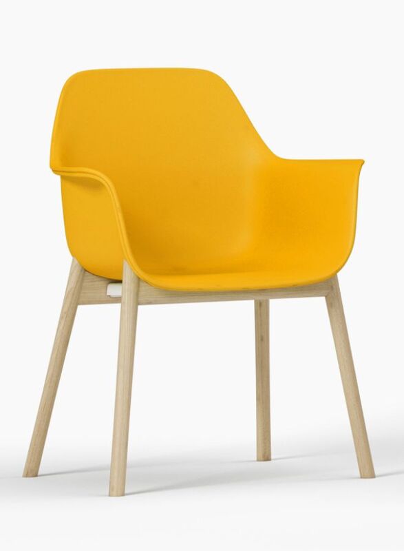 Wood Leg Plastic PP Back Office Chair, Visitor Chair For Office and Home, Yellow