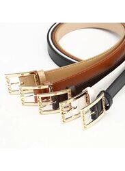 Elegant White Simple and Versatile Leather Belt for Women, Black - Size 105*2.4cm