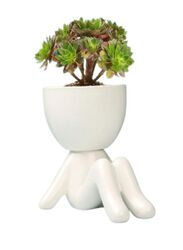 Ceramic Succulent White Plant Pot Creative Human Shaped Small Cactus pots Flower Pots Mini Plant Planters for Desktop Usage Home Decoration, Man 3