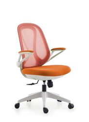 Modern Stylish Middle Back Mesh Office Chair with Elegant Design and White Frame for Office and Home, Orange