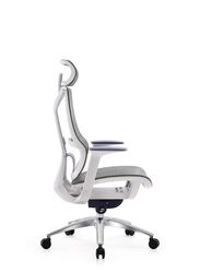 Modern Ergonomic Office Chair With Headrest And Aluminum Base for Office, Home Office and Shops, High Back, Grey