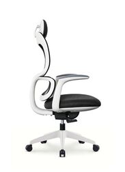 Modern Executive Ergonimic Office Chair With Headrest, White Frame for Office, Home and Shops, Black
