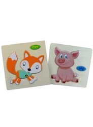 Wooden Puzzles for Kids Boys and Girls Animals Set Fox & Pig