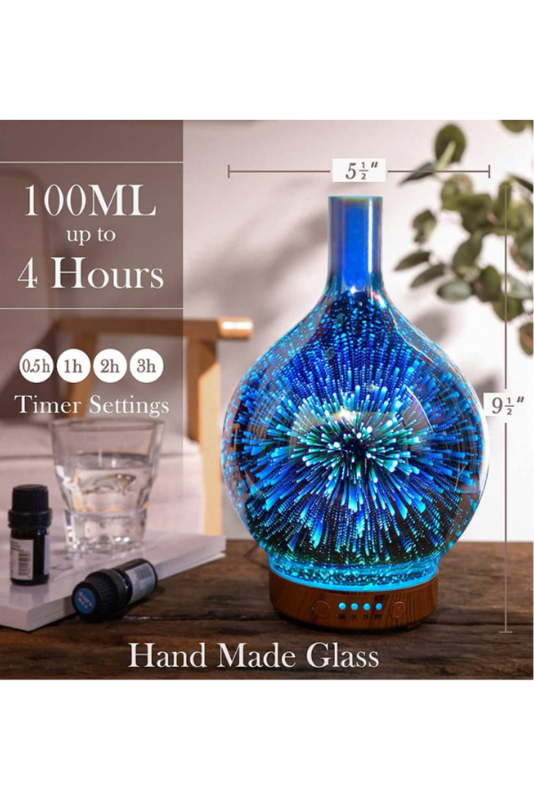 Serenity 3D Ultrasonic Glass Aroma Diffuser: Elevate Your Space with Soothing Aromas and Captivating LED Colors