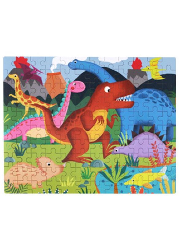 Wooden Jigsaw 120 Pieces Cartoon Animals Fairy Tales Puzzles Children Wood Early Learning Set Montessori Education Toy Kids Gift, Dinosaur