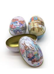6 Pieces Metal Easter Egg Boxes, Easter Candy Box with Bunny and Chick Print, Candy Box for Easter Party Favors