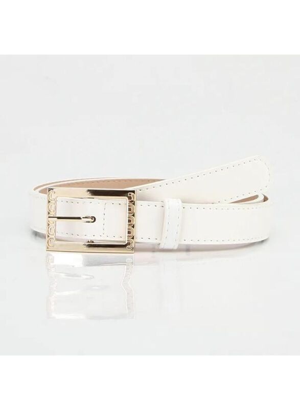 Elegant White Simple and Versatile Leather Belt for Women, White - Size 105*2.4cm