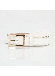 Elegant White Simple and Versatile Leather Belt for Women, White - Size 105*2.4cm