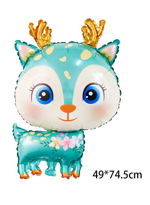 1 pc Birthday Party Balloons Large Size Deer Foil Balloon Adult & Kids Party Theme Decorations for Birthday, Anniversary, Baby Shower, Blue