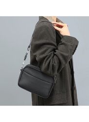 Women's Crossbody Clutch Purses with PU Leather Detachable Strap Square Bag for Commuting Business Travel, Black
